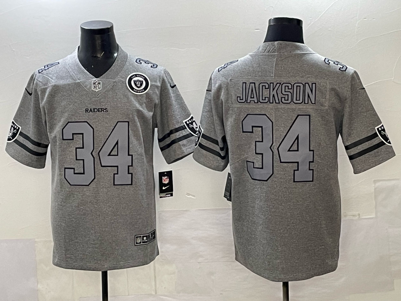 Men Oakland Raiders 34 Jackson grey Nike Limited NFL 2025 Jersey 003
